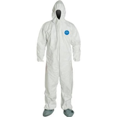 DUPONT DuPont Tyvek 400 Coverall Hood & Socks/Boots, Serged Seam, White, MD, 25/Qty TY122SWHMD002500